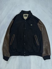 Vintage black/brown Lacoste wool & leather varsity bomber jacket - Men’s 52/ L