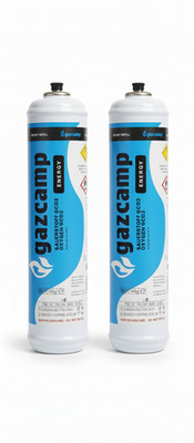 2x Gazcamp Sauerstoff O2 110bar 930ml Einwegflasche M10 x1 RH
