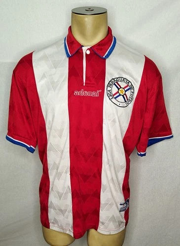 Vtg 90s Paraguay replica home soccer football jersey shirt size Large