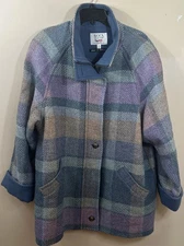 Avoca Collection Wool Cashmere Coat Womens Sz 20? Blue Ireland Jacket Button Up