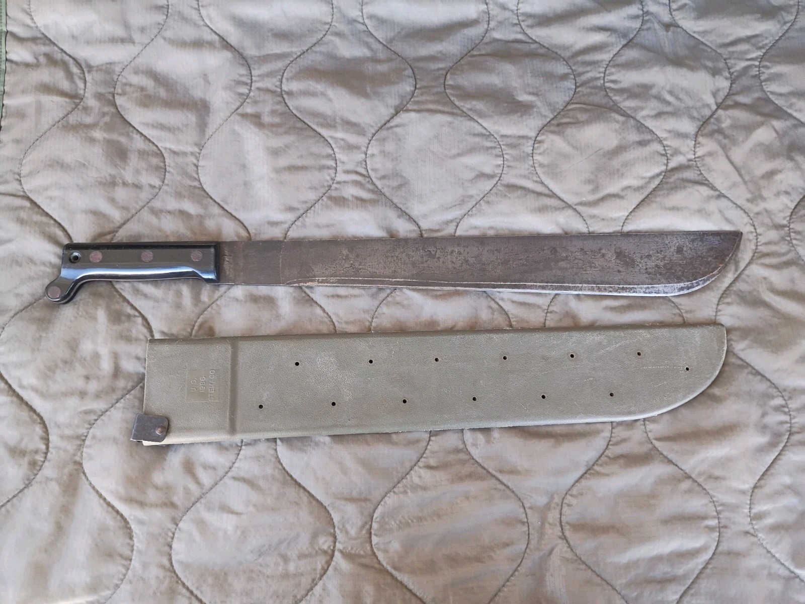 1960s U.S MILITARY Ontario Knife Co. Machete W/1986 Stemaco Sharpening Sheath