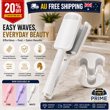 3 Barrel Wave Curling Iron Ceramic Hair Crimper 4 Heat Hair Waver 1.25 Inch