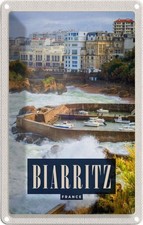 Blechschild 18x12 cm Biarritz France Seebadsort Meer Bildmotiv Reisemotiv Abente