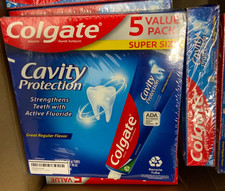 Colgate Cavity Protection Toothpaste with Fluoride, Regular Flavor, 8oz (5 Pack) 0.47 per gallon