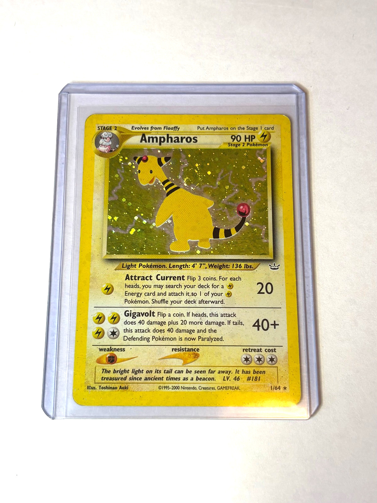 Ampharos - 1/64 - Pokemon Neo Revelation Unlimited Holo Rare Card WOTC LP