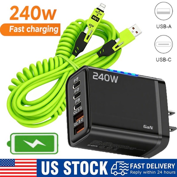 240W Supe Fast Charging USB Type C Wall Charger For Samsung iPhone Android Phone