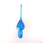 Vintage Blenko Rainbow Pilgrim Blue Teardrop Glass Stopper Only MCM 8" Long