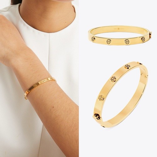 Tory Burch Gold Plated Color Lady Multi Logo Bracelet Perfect Gift ๐