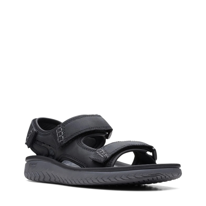CLARKS of ENGLAND men WESLEY BAY black COMFORT SANDALS 11 US, 10 UK, 44.5 EU NEW