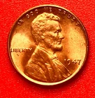 1947-P Lincoln Wheat Cent Penny GEM RED BU From an Original Bank Roll