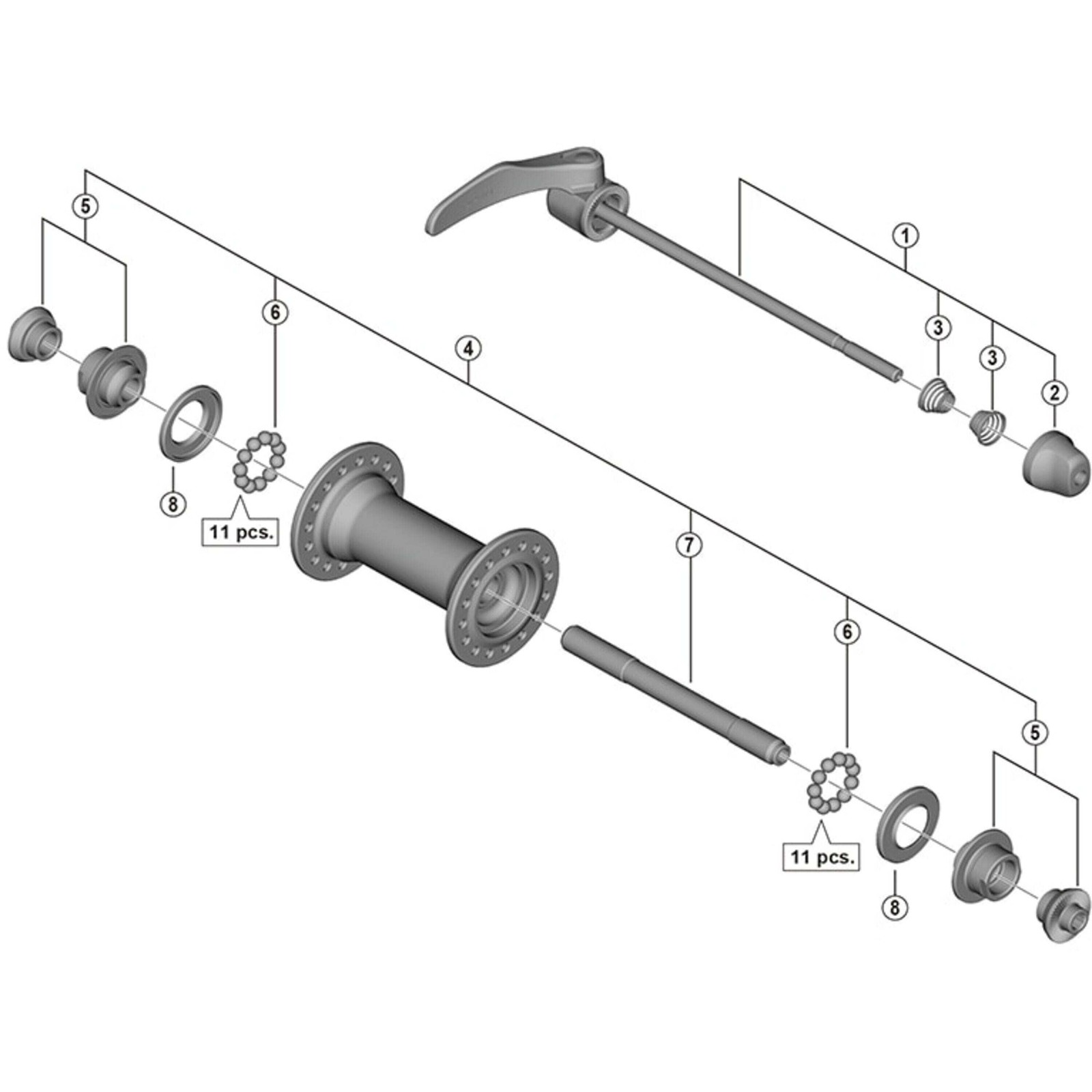 Shimano Spares HB-5800 hub axle, 108 mm