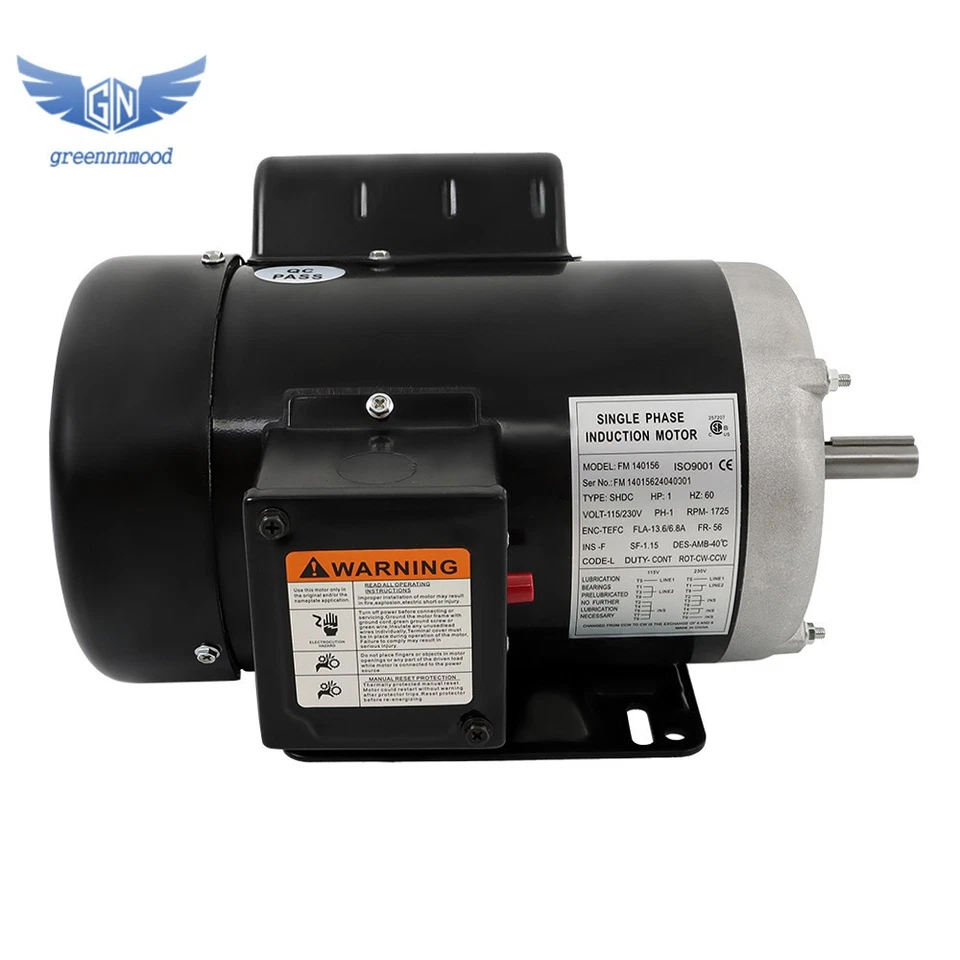 56 Frame 13.6/6.8A Farm Duty Single Phase Motor 1 HP 1725RPM 115V/230V CW/CCW - Image 2 of 4