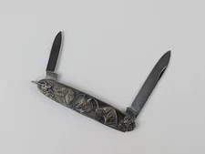 Arnex Knife Solingen Germany 2 Blades Embossed Handles Fox & Hound Hunting Dogs