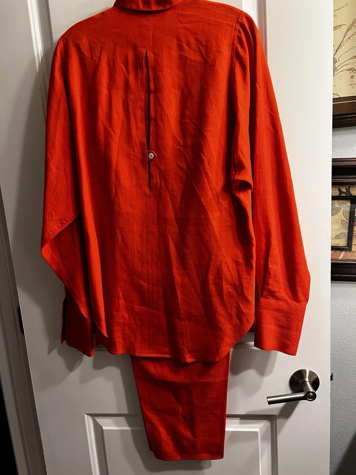 RONALDUS SHAMASK Jacket Pant  Suit Linen  Made In Italy  Small/ Medium  Orange - Imagem 4 de 4