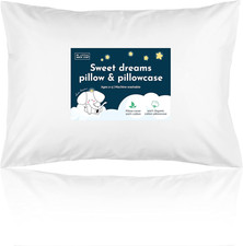 Toddler Pillow with Pillowcase - 13X18 Soft Organic Cotton Toddler Pillow for Sl