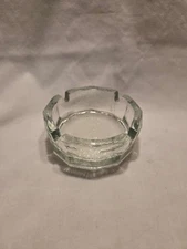 Vintage Round 4 Slot Textured  Cigarette Ashtray Clear Glass 4”x 1.5” Tobacco