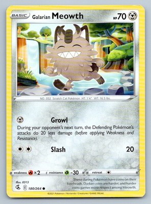 Pokemon Galarian Meowth Fusion Strike FST C 180/264 LP