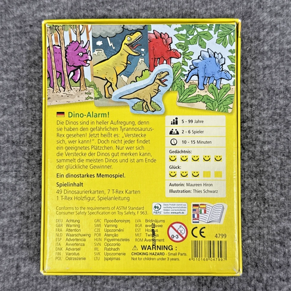 Dino-Alarm! Card Game by HABA w/Wood Tyrannosaurus Rex, Extremely Rare, OOP, HTF - Image 2 of 4
