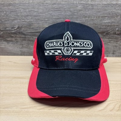 Charles D Jones Co Racing Hat Cap Strap Back Mens One Size Black Red Advertising