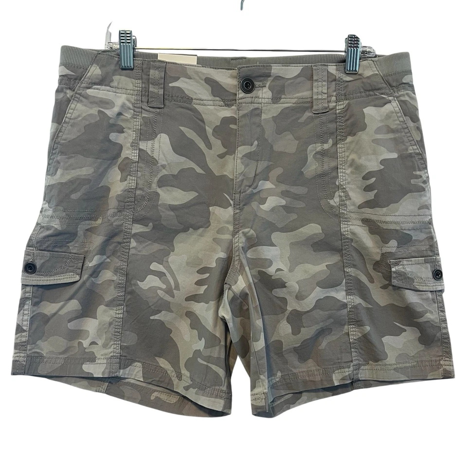 Pantalones Cortos Carga Para Mujer Style & Co Camuflados Talla 12 Gris Bolsillos con Cremallera Tiro Alto Nuevos con Etiquetas Foto 3 de 4