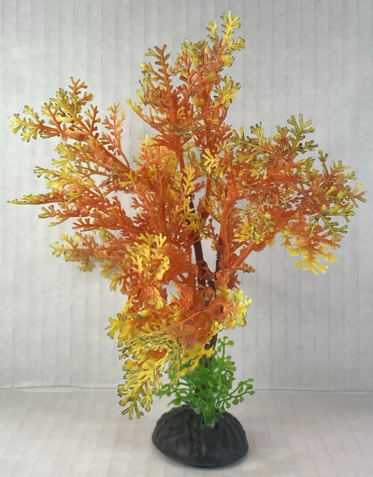 8" Fish Tank Plant Artificial Decoration Aquarium Plant Fish Tank Orange/Yellow - Image 3 of 4