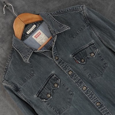 Levis Overshirt Herren Large Blau Sawtooth Denim Shacket Baumwolle Trucker Freizeit Y2K