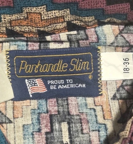 Men's Vtg Panhandle Slim Pearl Snap Shirt 18 36 Aztec Navajo Western Long Sleeve - Picture 13 of 13