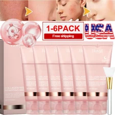 6/3PACK Collagen Overnight Wrapping Peel Off Facial Mask Renewal Night Skin Care