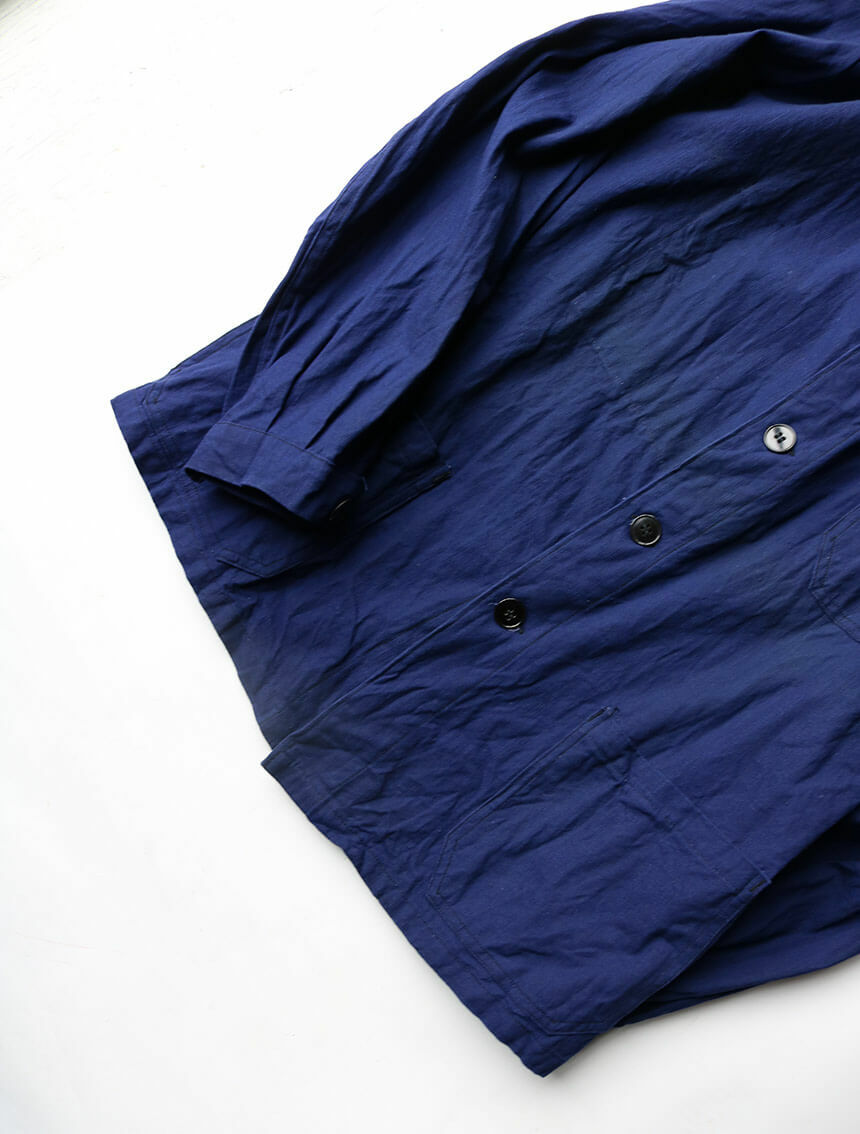 French Indigo Linen Work Jacket 40s 50s Vintage M… - image 3