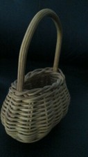 4" Tall Vintage Rattan Miniature Mini Handled Basket Wicker