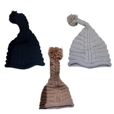Fashion Girly Braids Knitted Hat with Foldable Beanie Hat Casual Winter