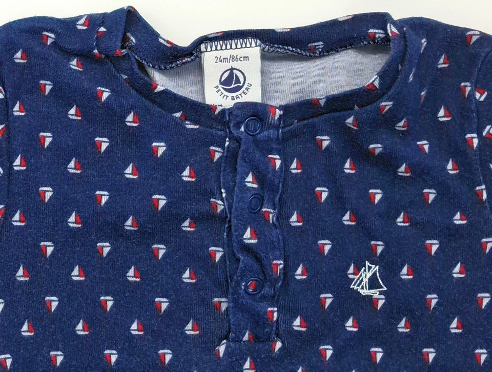 Marino Bebé Camisa de Manga Corta Petit Bateau Talla 80 86 Barco de Vela Azul - Imagen 2 de 2