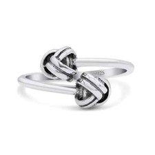 8mm Bold Open Knot Stackable Oxidized Band Solid 925 Sterling Silver