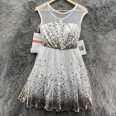 New Emerald Sundae Ivory Mesh Lined Silver Gold Sequin Dress Fit & Flare  Women 3 | eBay