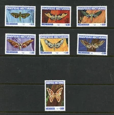 R1245   Nicaragua  1983   moths  butterflies  insects   7v.   MNH