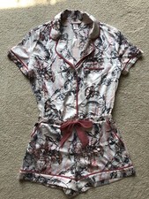 Women s Victorias Secret Silky Satin Nightie Teddy Romper Lingerie Pink Floral S