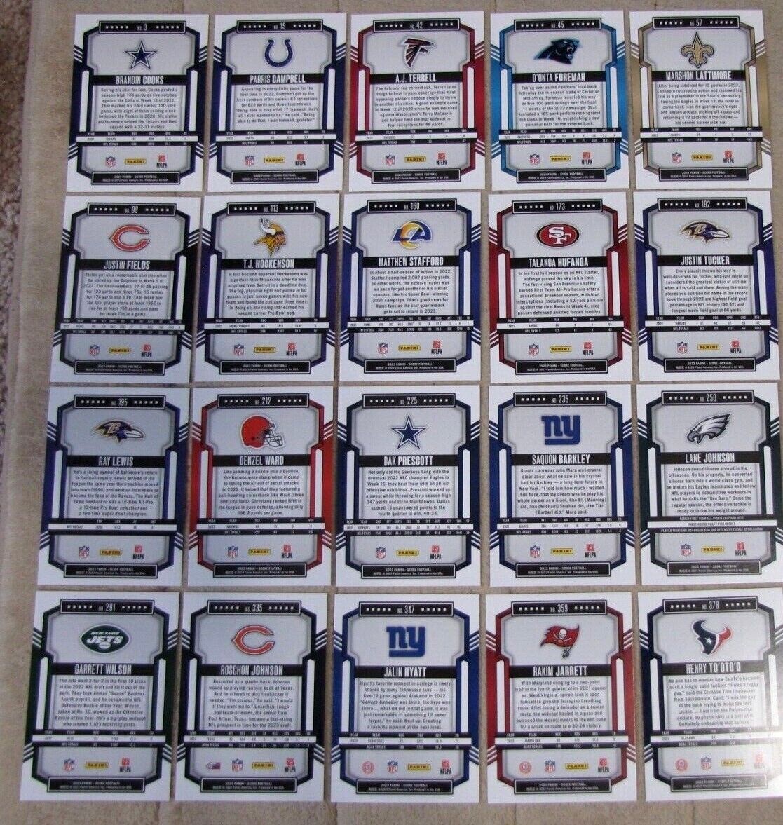 2023 Panini Score Football Gold Parallel (Pick Choose