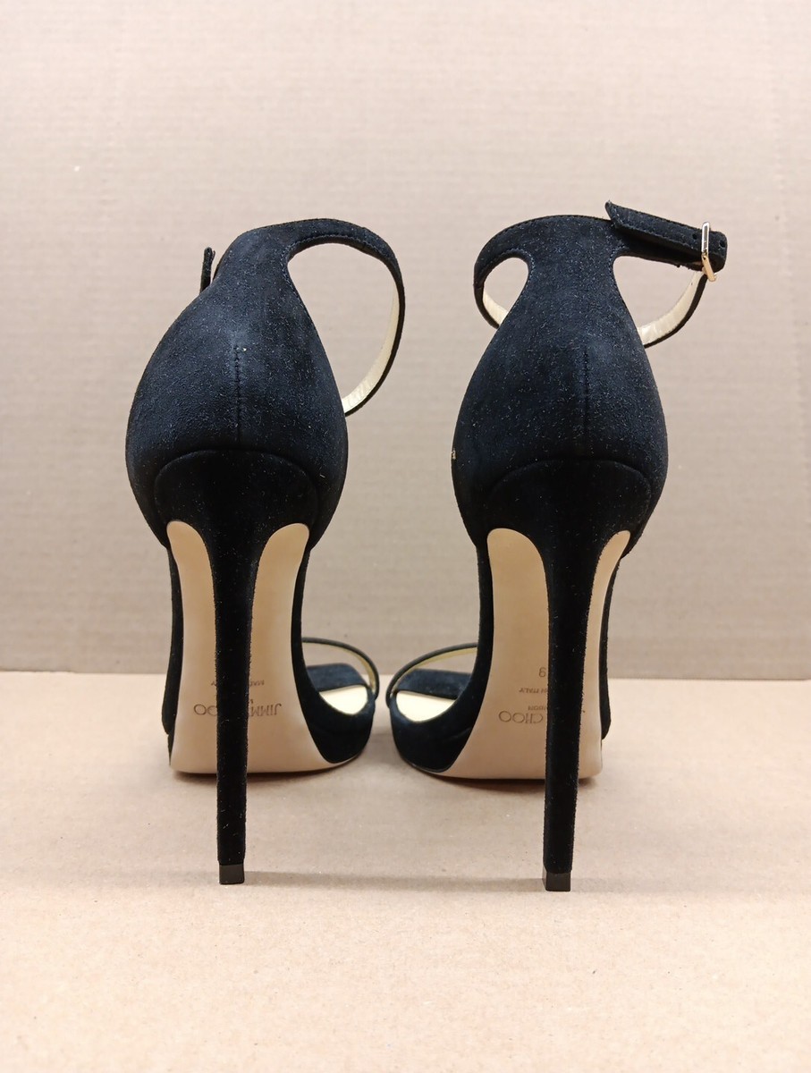 Jimmy Choo Alva 120 Suede Women's Heel Sandals- Black- Size 39(US