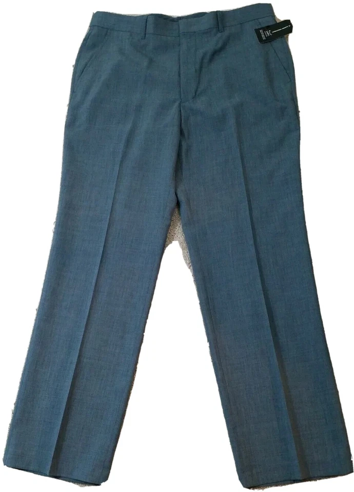 Pantalones de vestir INC~Para hombre 32Wx30L~Azul pizarra Londres calce regular frente plano nuevos con etiquetas $59.50 Foto 3 de 4