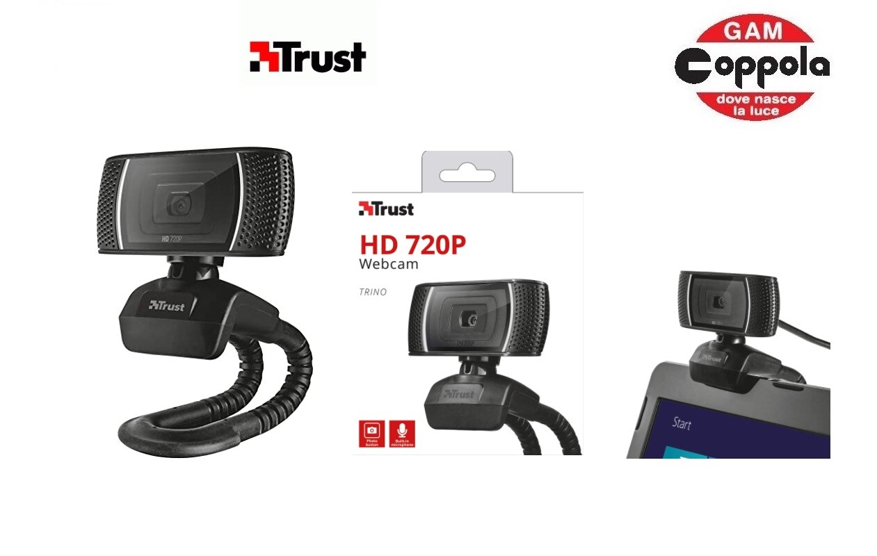 WEBCAM PC HD 720P TRINO TRUST 18679 8 MEGAPIXEL CON MICROFONO - COLLEGAMENTO USB