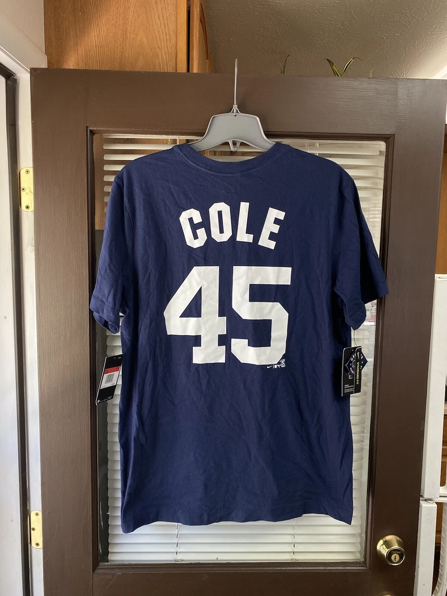 NWT Nike New York Yankees #45 GERRIT COLE MLB Baseball Jersey Style T Shirt  NEW