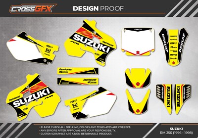1996 1997 1998 RM 250 Graphics Kit for SUZUKI 250RM RM250 Decals