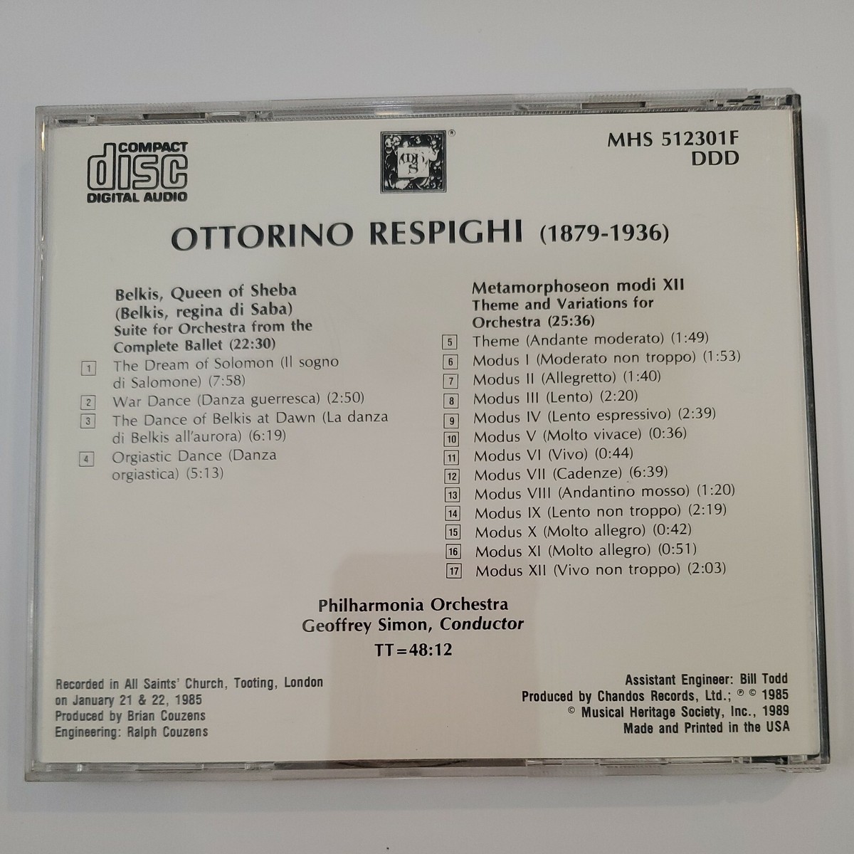 Respighi: Belkis, Queen Of Sheba; Metamorphoseon by Philharmonia