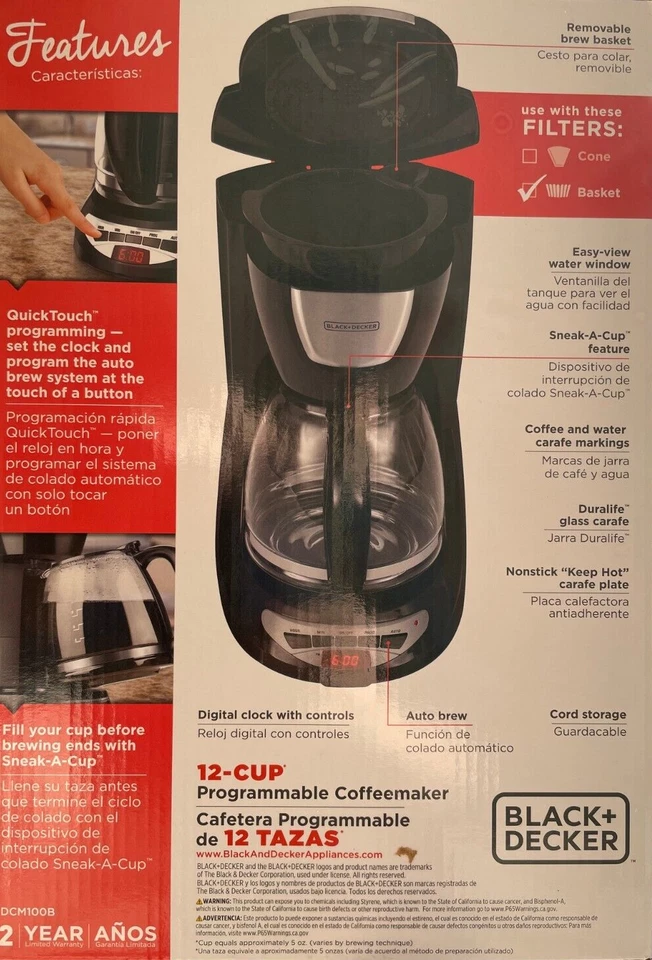Black & Decker - DCM100B - 12-Cup Programmable Coffeemaker - Black - Image 3 of 4