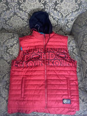 ECKO UNLTD Men s Puffer Vest  Red/Black Hooded Full Zip Spell Out XL