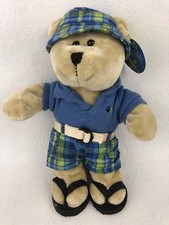 Starbucks Bearista Bear Summer Boy Plush 63 2007 Blue Polo Sandal Beach 10 Tag