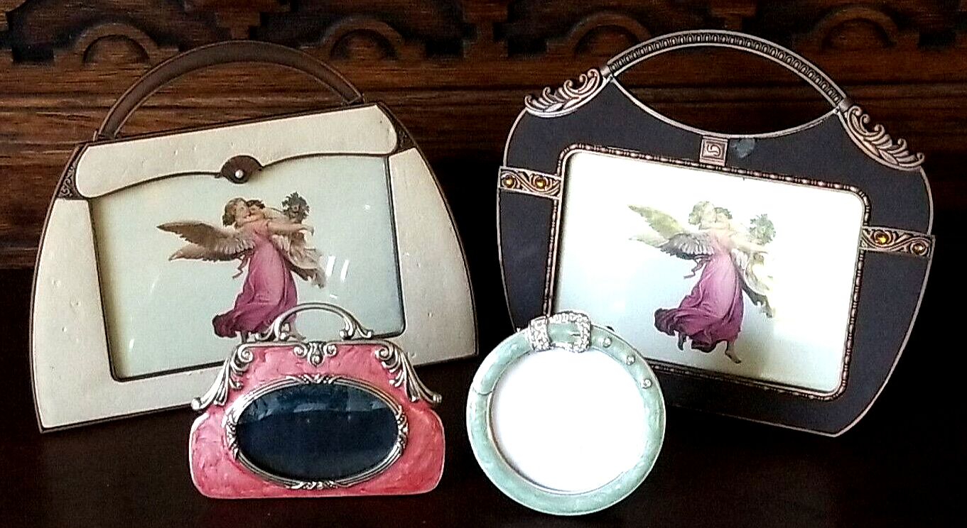 Picture Frames Lot Of 4 Purse Metal Decorative  PHOTO FRAMES-image