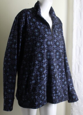 Coldwater Creek Sz 2X Abstract Purple Blue Pullover 1/4 Zip Jacket