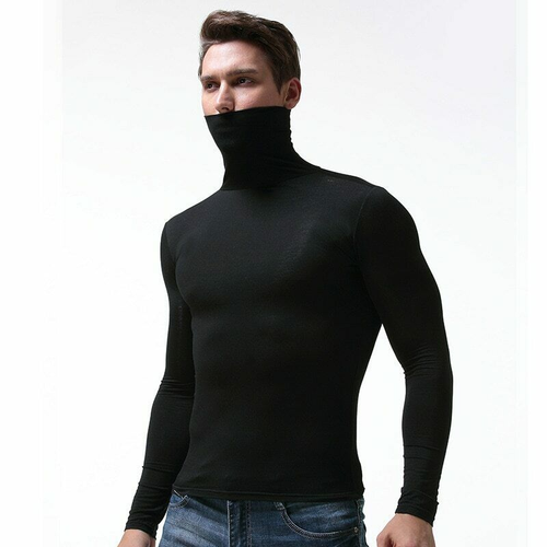 T-Shirts Men Turtleneck Bottom Tee Tops 
