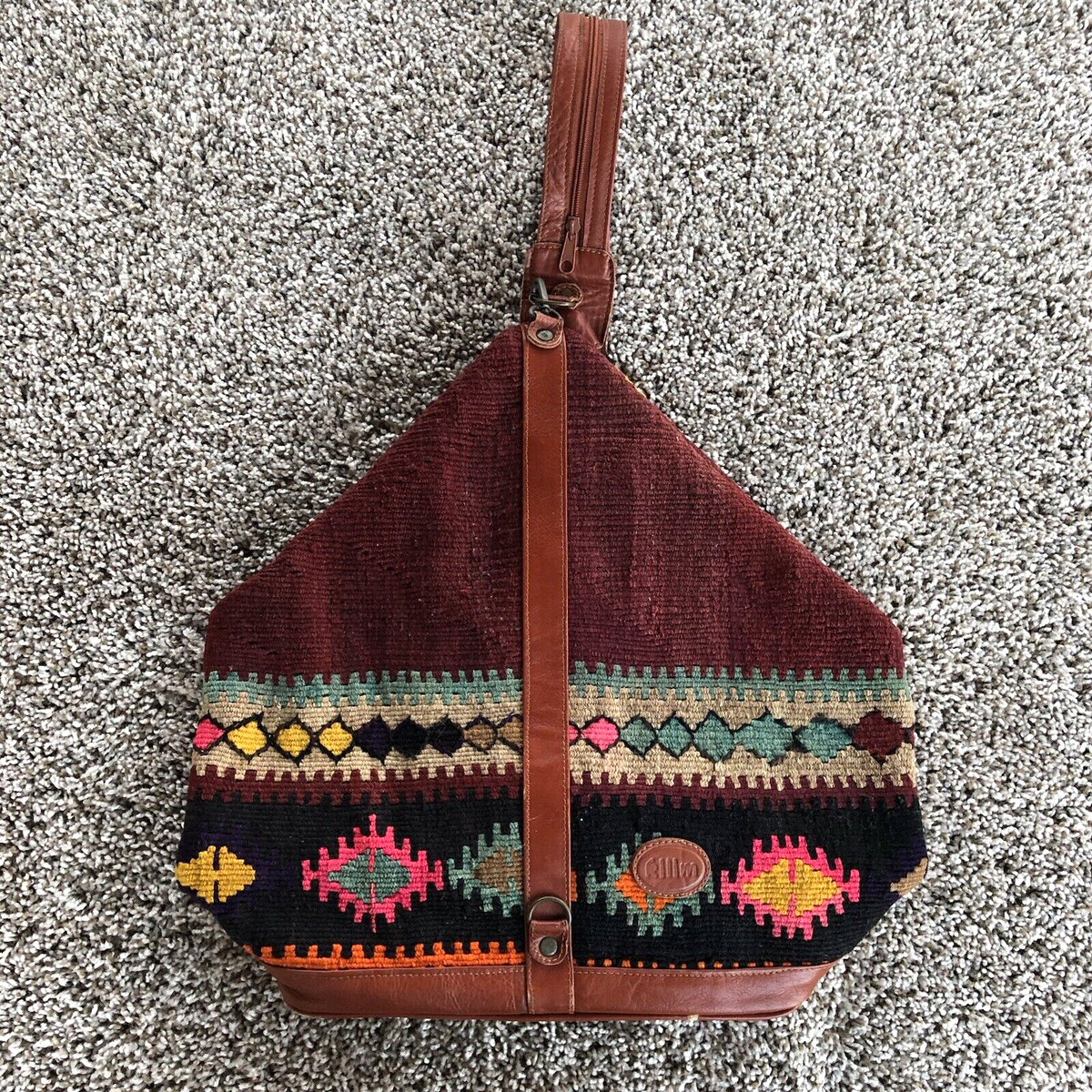 Wild Shaman PORTLAND/OR 100% WOOL HAND WOVEN KILIM Backpack Purse Aztec Peruvian Wool Backpack w/ Llama Pocket | txbp009-Black  main image 3